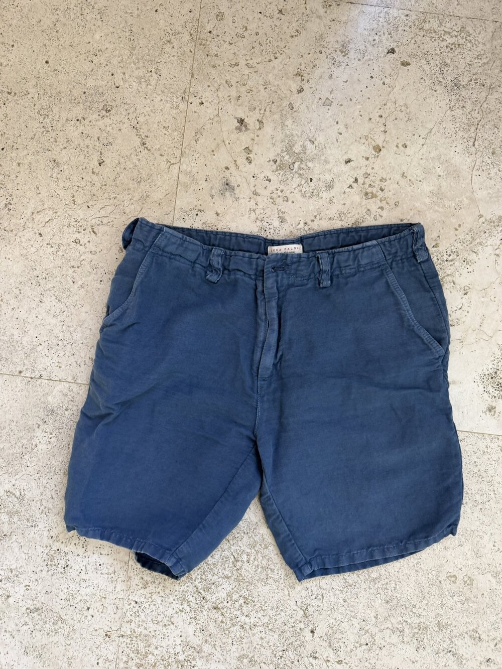 Luca Faloni Panarea Men's Linen Cotton Shorts Size UK 34 Blue Made in Italy